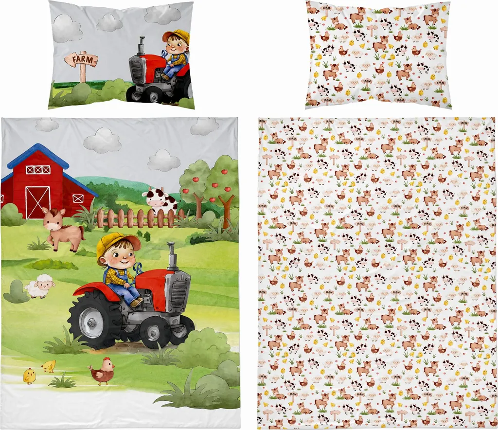Linge de lit pour bébé en bambou et coton imprimé ferme 100x135 cm - 3