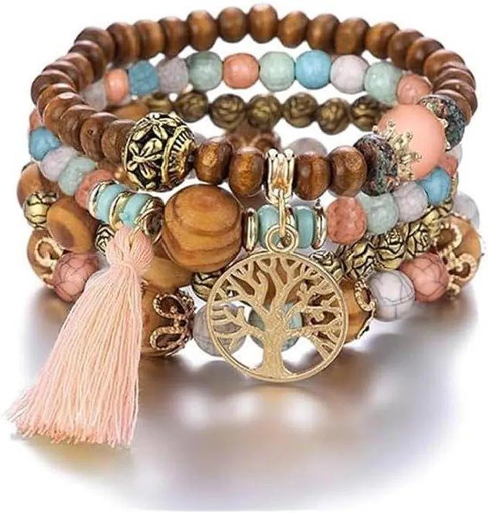 Bracelets élastiques à perles multicolores et pinceaux doux soyeux