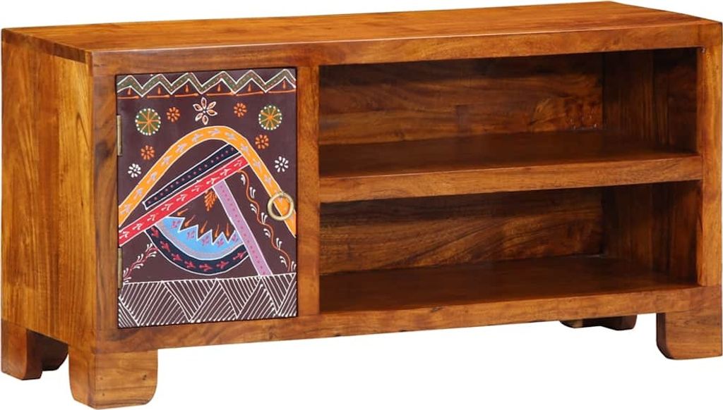 TV-Schrank Mehrfarbig 90x30x45 cm Massivholz Akazie