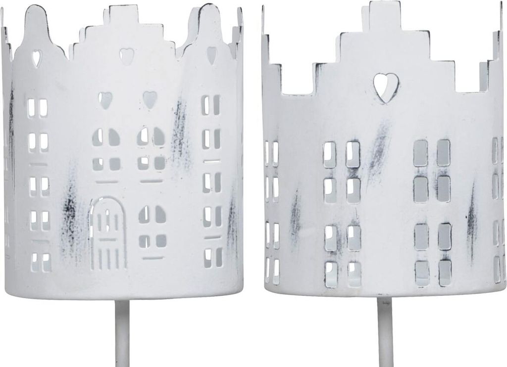 Kerzenhalter 2er Set Metall Kerzen-Stecker weiß Ø 8 x 10 cm Produktbild 