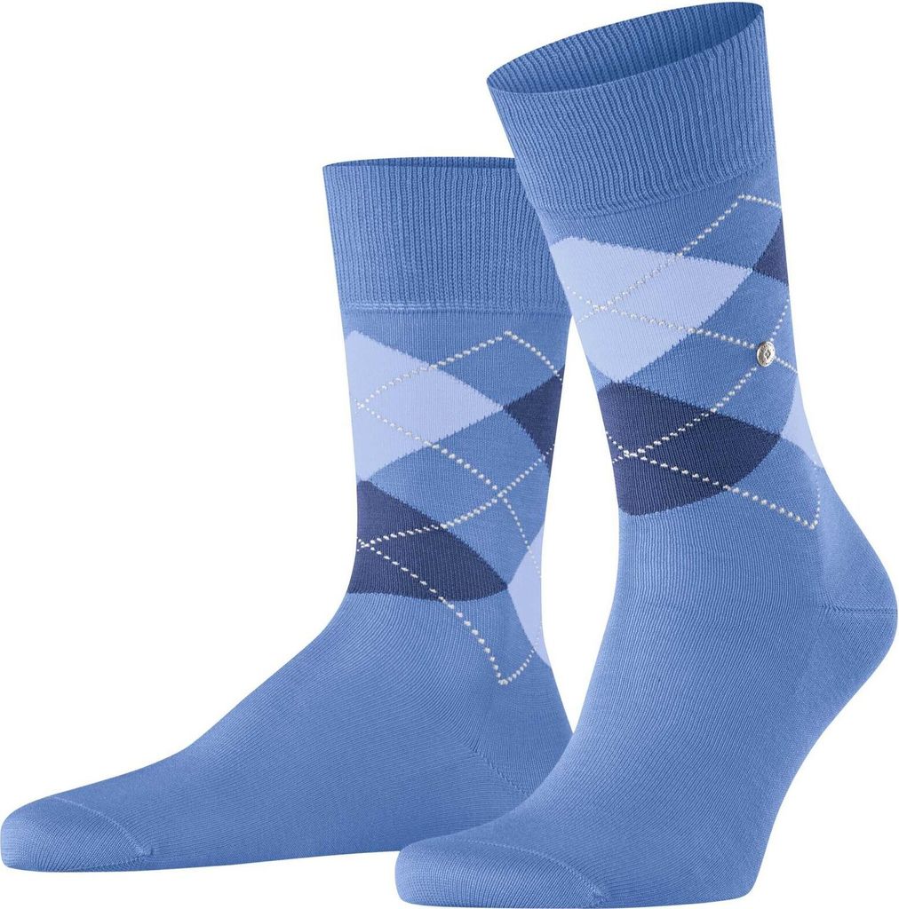 Burlington Herren Socken - Manchester, Rautenmuster, Baumwolle Hellblau 40-46