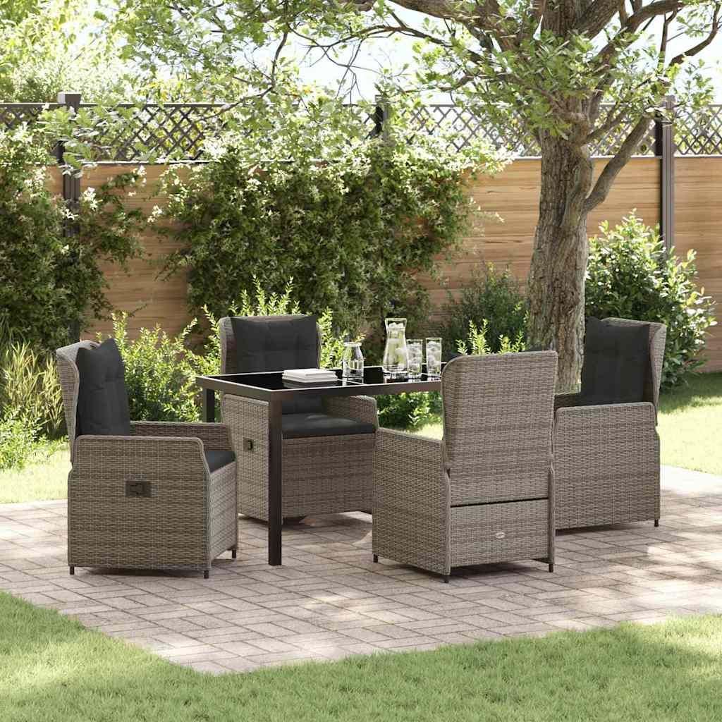 Hochwertigen Möbel Garten Essgruppe 5 pcs Grau Poly-Rattan - 9462888