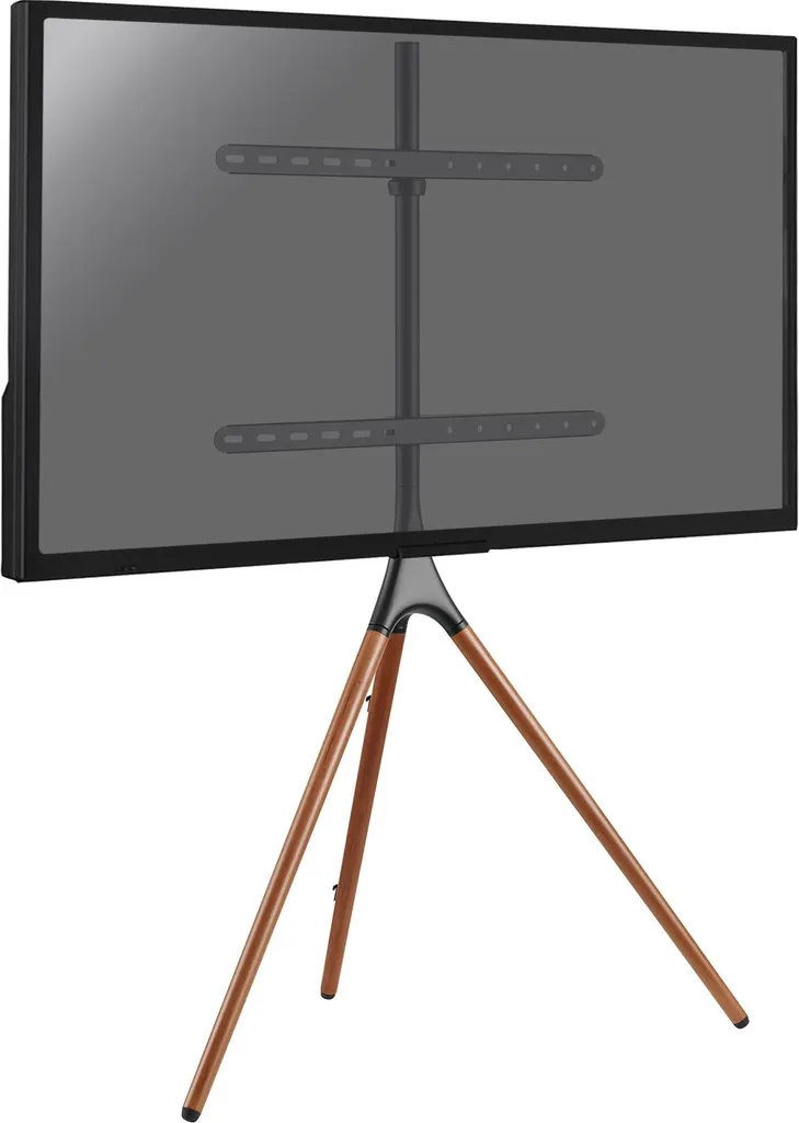 Support TV Design Bois de Noyer et Acier Noir Pivotant pour Salon Chic