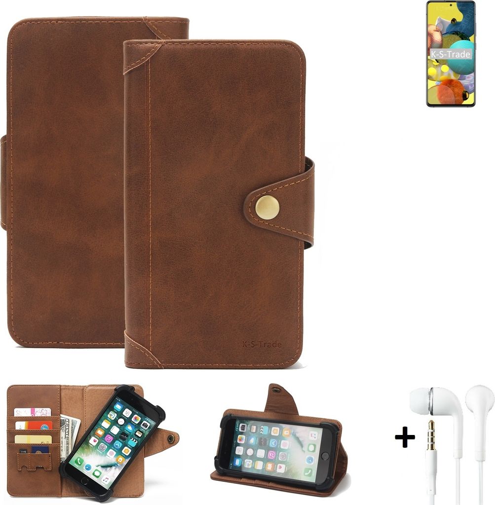 K-S-Trade Handyhülle Schutzhülle kompatibel mit Oppo A93 5G Walletcase Bookstyle Schutz Case Hülle Wallet Flipcase Cover PolyurethanBraun inkl. ...