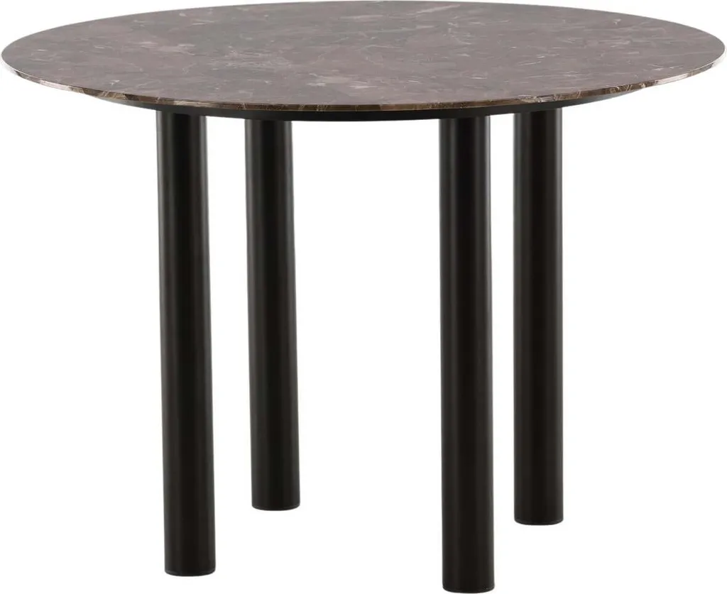 Table Ronde Havsten 106cm Style Industriel Bois Brun et Finition Noire