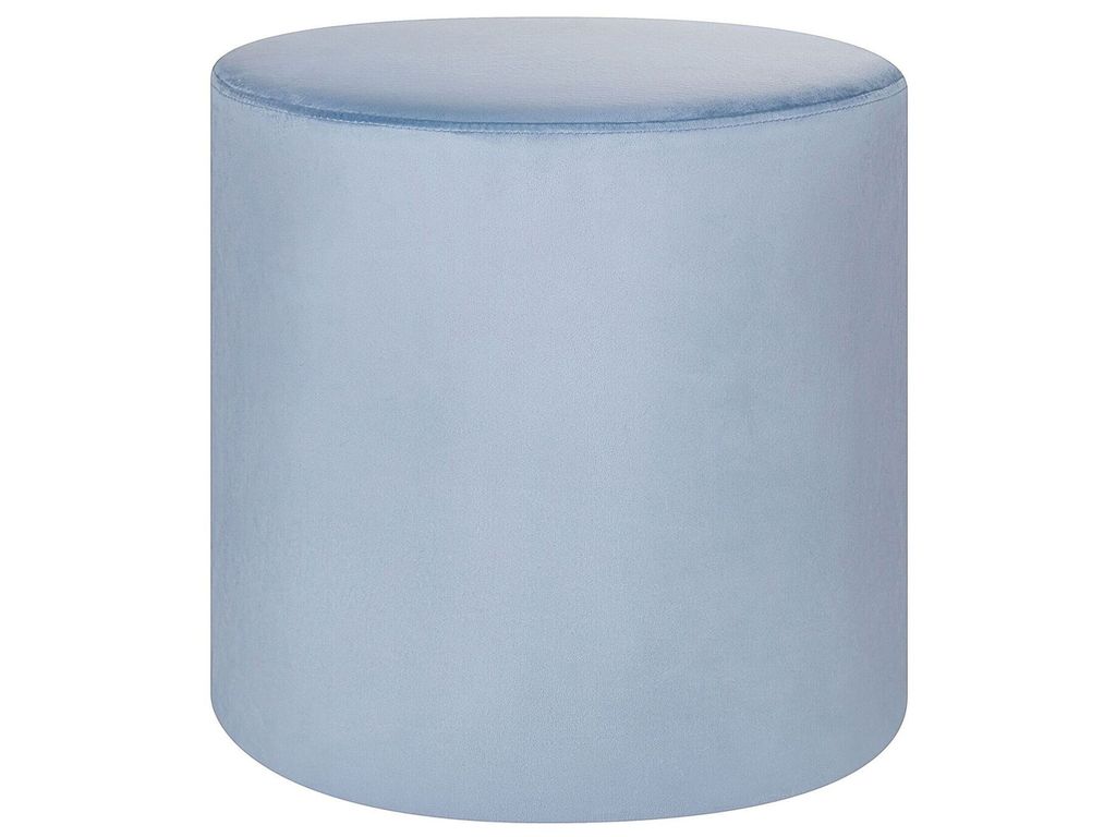 BELIANI Pouf Hellblau Samt 47 cm Rund Modern Glamourös Sitzhocker Ottoman Samthocker Fußhocker Schemel für Wohnzimmer Schlafzimmer