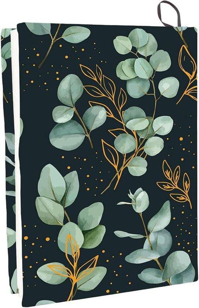 Nylon Notizbuch mit elastischer grüner Deckel mit Blumenmuster - 22,9 x 45,7 cm - waschbar und recycelbar
