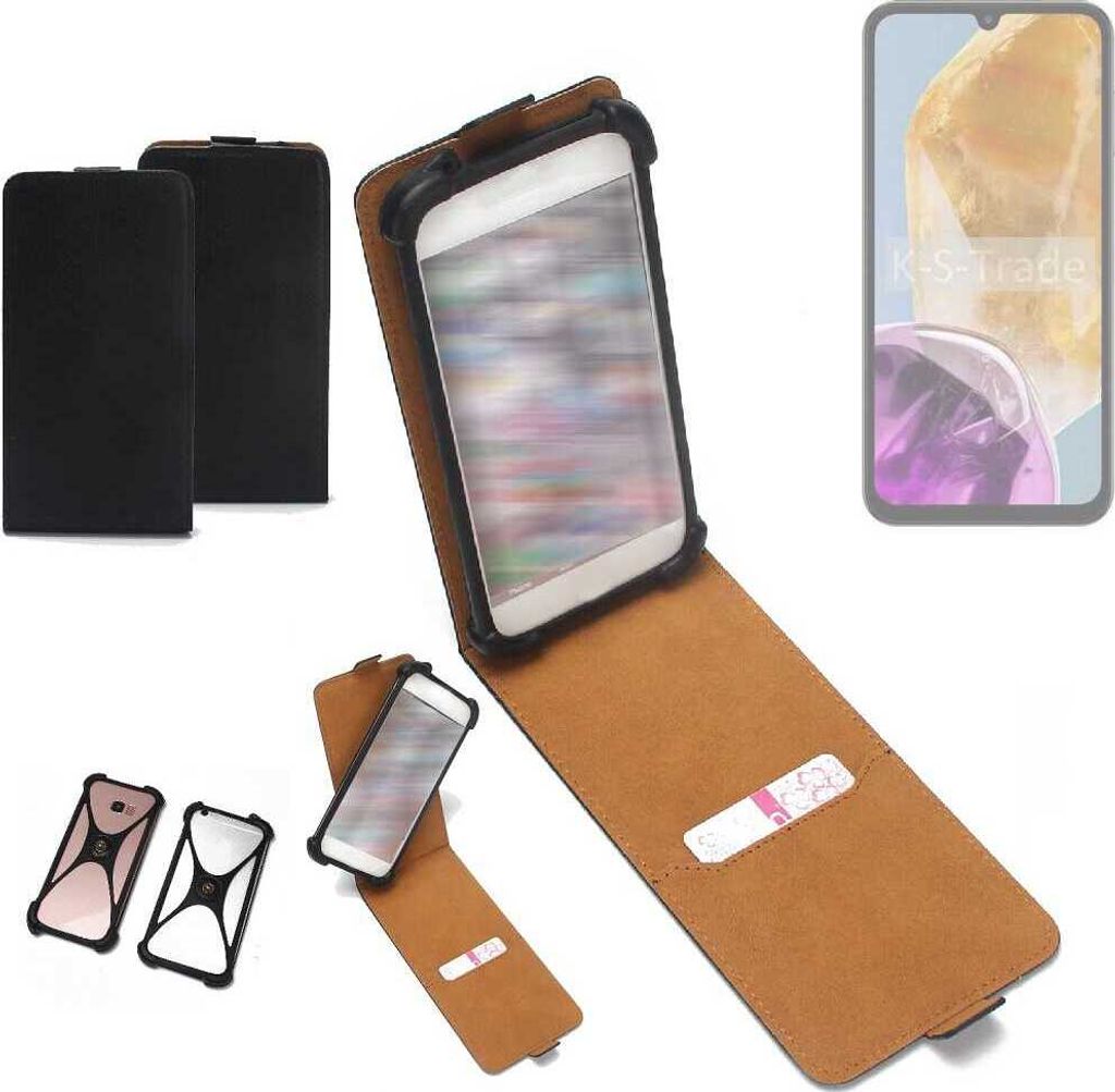 K-S-Trade Handyhülle Schutzhülle kompatibel mit Samsung Galaxy M15 5G Prime Hülle Case Cover Flip Style Bumper schwarz 1x