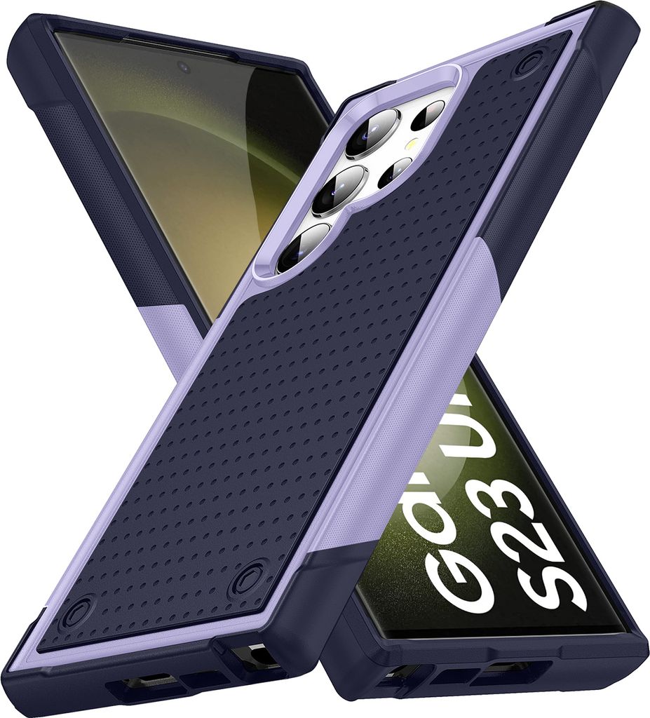 Für Samsung Galaxy S23 Ultra Hülle Militärqualität Stoßfest Hybrid 2 in 1 Hart PC Weich TPU Handyhülle Lila Blau