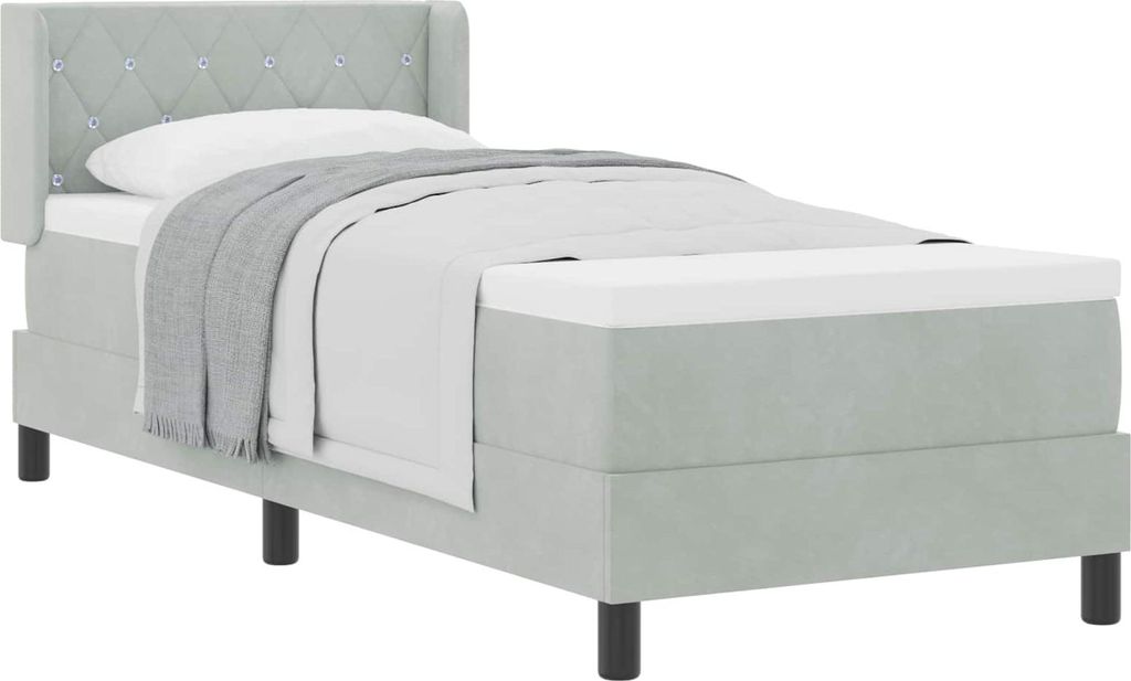 vidaXL Boxspringbett mit Matratze Hellgrau 200 x 80 cm Polyester