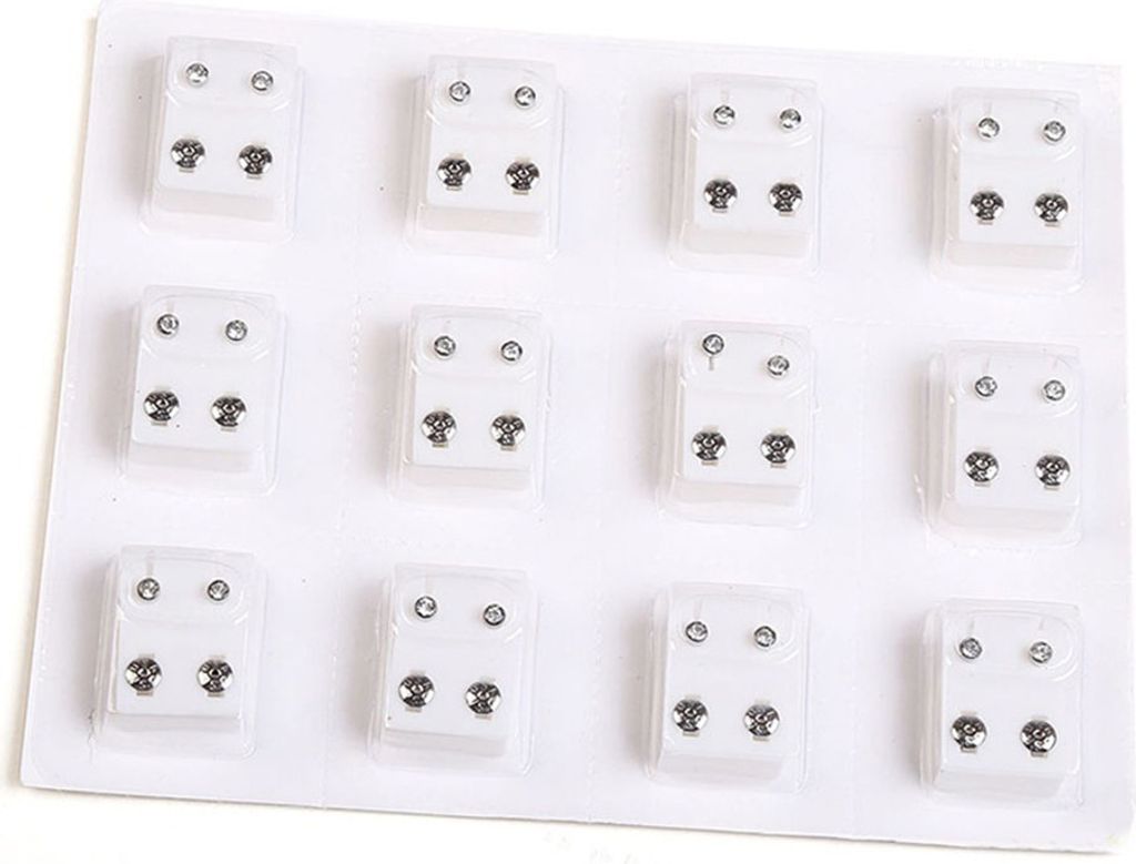 12 Paar Metall-Ohrstecker für Piercing-Maschine, Ohrpiercing-Werkzeug-Set-Weiß