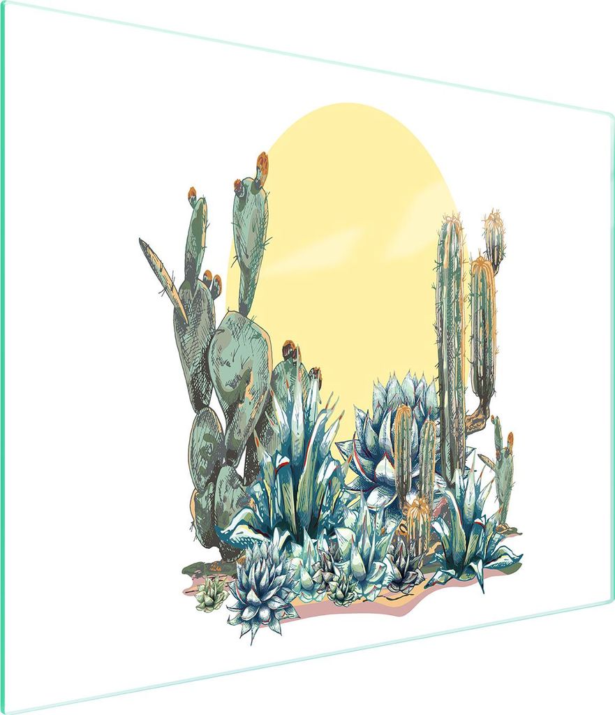 Glasschneidebrett 52x30 Kaktus