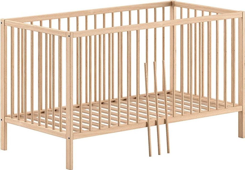 FURNLUX Baby Cot Dino Beige 70x140cm / Hauptfarbe: Beige / Abmessungen: 76 x 144 x 85 cm