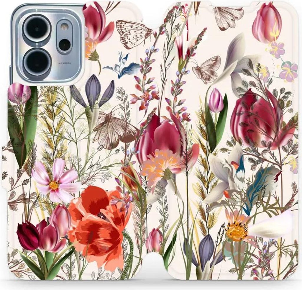 Handyhülle mit klappe für Oppo Reno 14 F, Mobiwear Book, Blumenstrauß