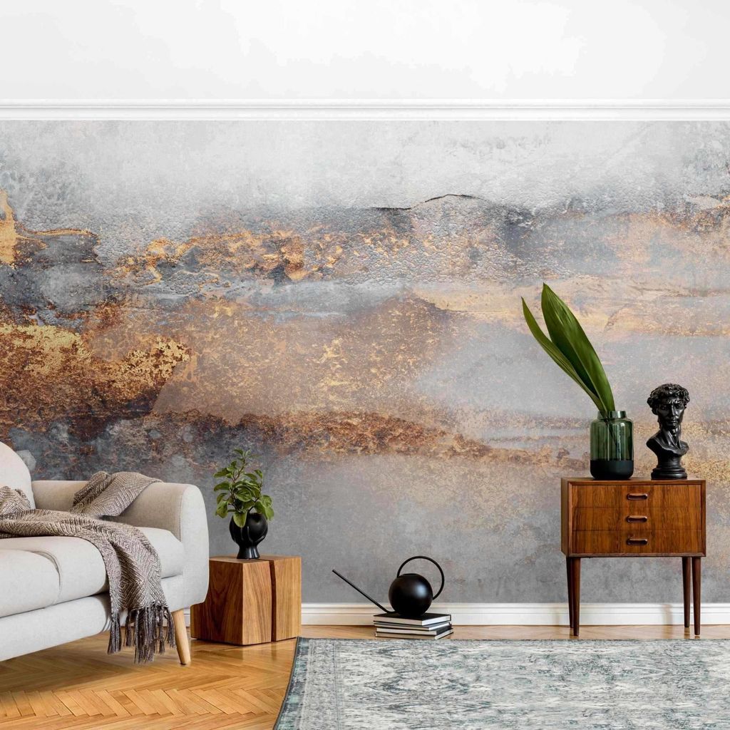 Fototapete Muster - Vliestapete - Bildtapete UV-beständig Design grau Abstrakt Wandtapete geruchsfrei