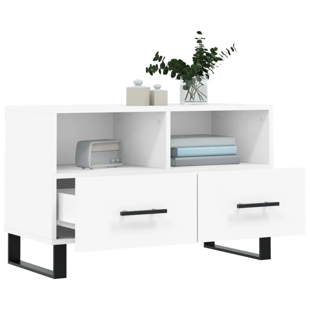 Mobile Porta TV Moderno Bianco 80x36x50 cm - Mobiletto Design Legno - 4