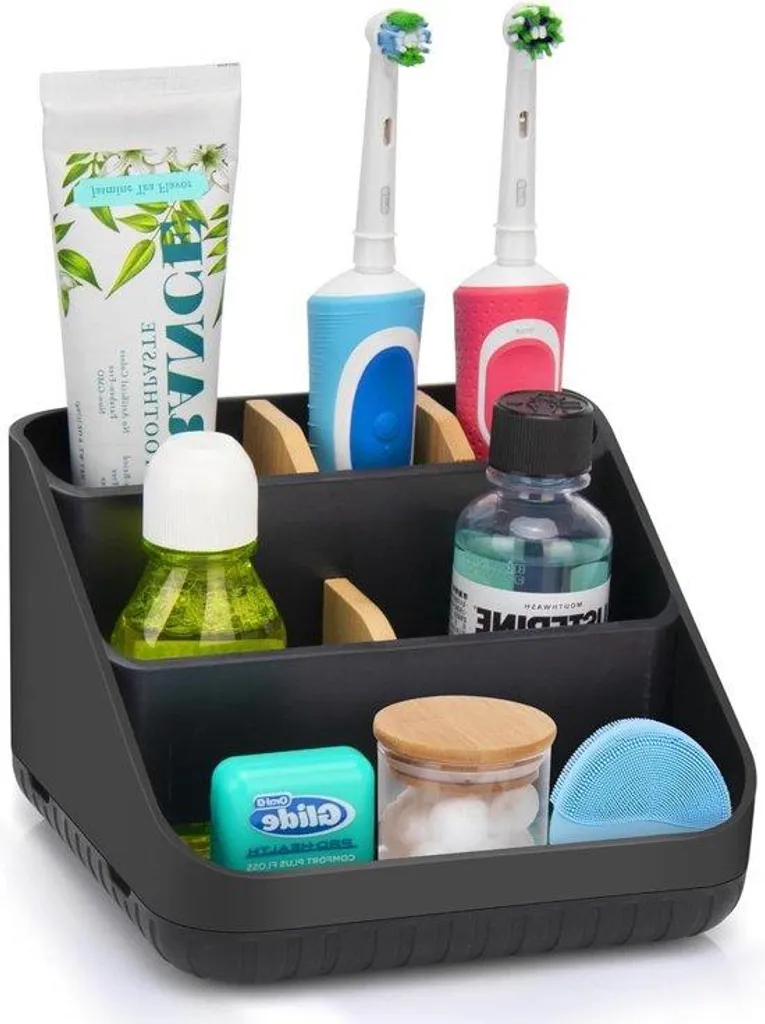 Porte-brosses à dents en bambou à 6 compartiments pour la salle de bain