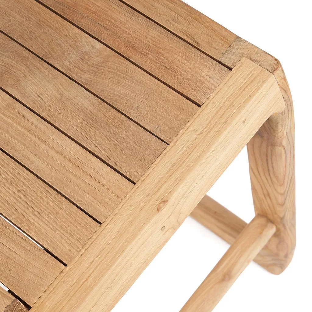 Tabouret de bar bois de teck recyclé marron 42x42x70cm - Collection Java