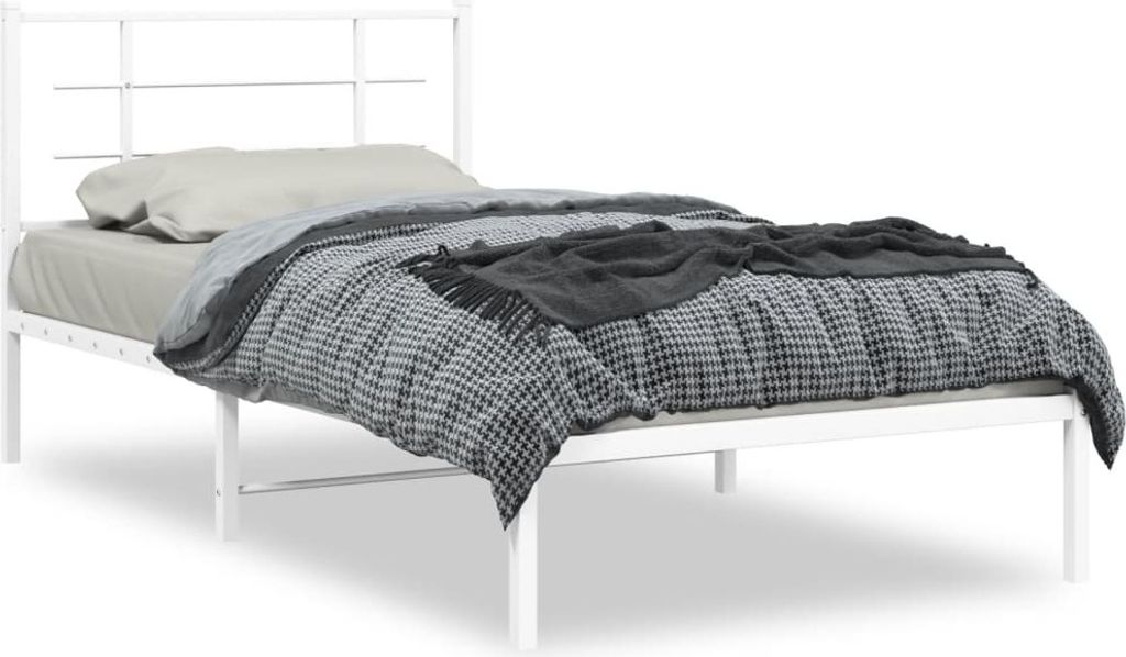 Maison Exclusive - Bettgestell mit Kopfteil Metall Weiß 107x203 cm