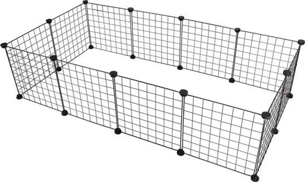 Enclos Modulable d'Intérieur Noir 145 cm pour Petit Chien et Lapin