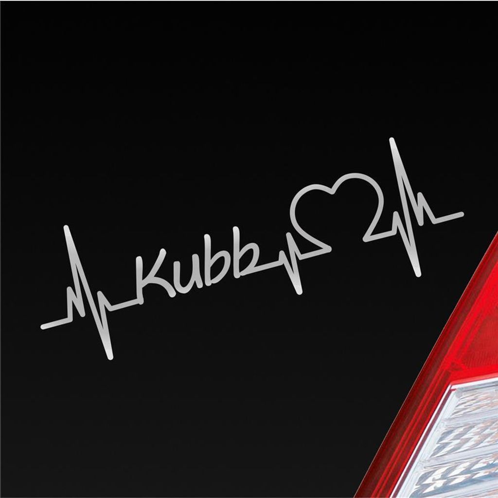 Auto Aufkleber Kubb Herzschlag Team Sport Liebe 19x6 cm Silber Sticker Heckscheibenaufkleber