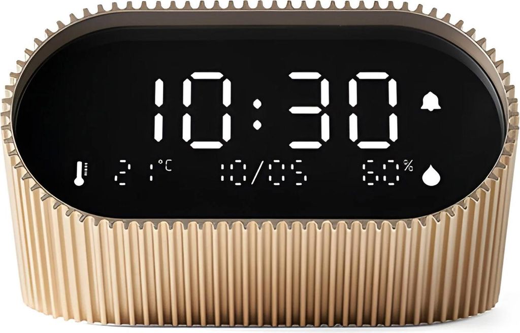 Réveil Numérique Lexon LR155VG3 - Affichage Température Et Humidité, Mode Nuit, Snooze - Boîtier Aluminium Doré