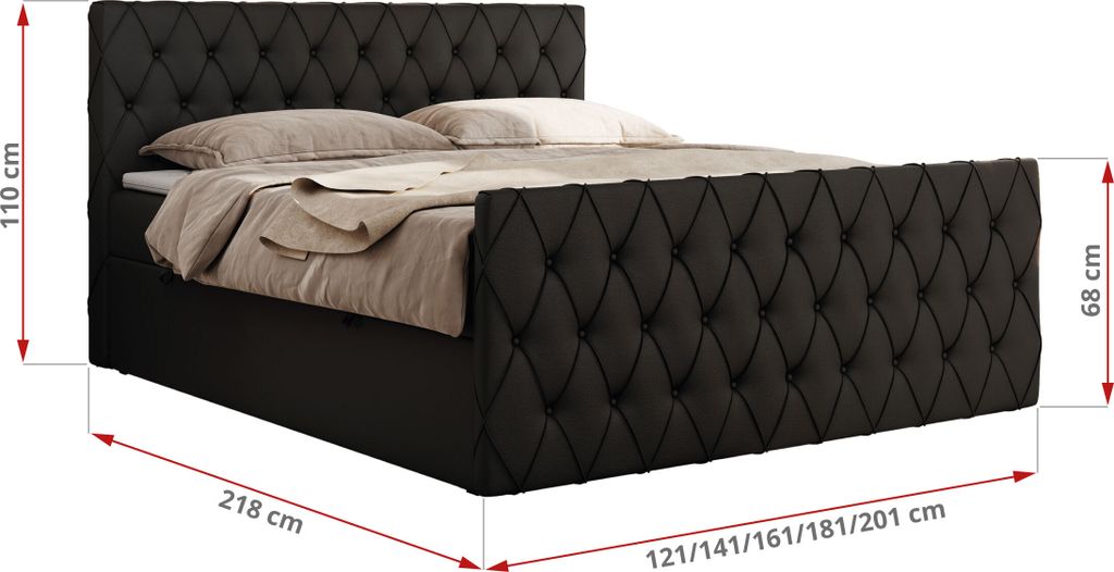 MKS MEBLE Boxspringbett 180x200 mit Bettkasten, Bett Produktbild 