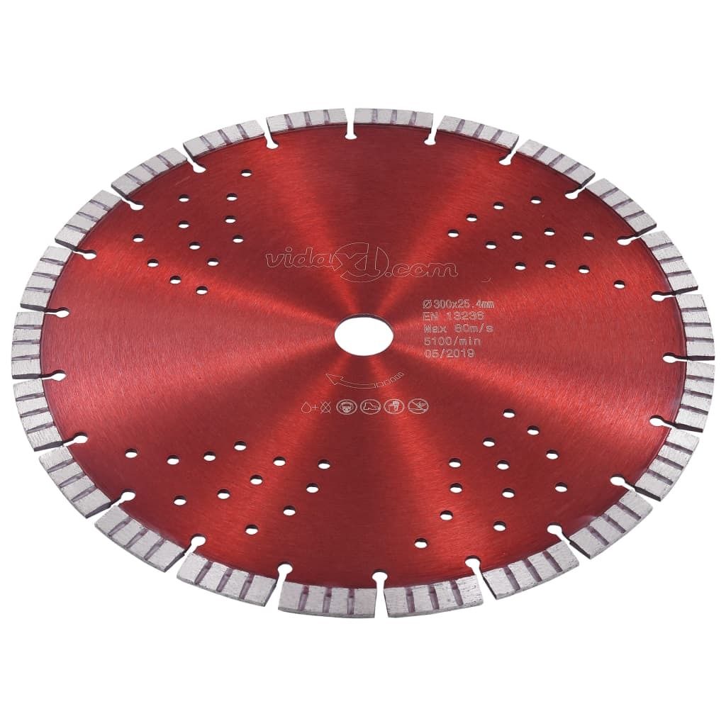 vidaXL Disque diamant avec turbo et trous Acier 300 mm Image du produit 