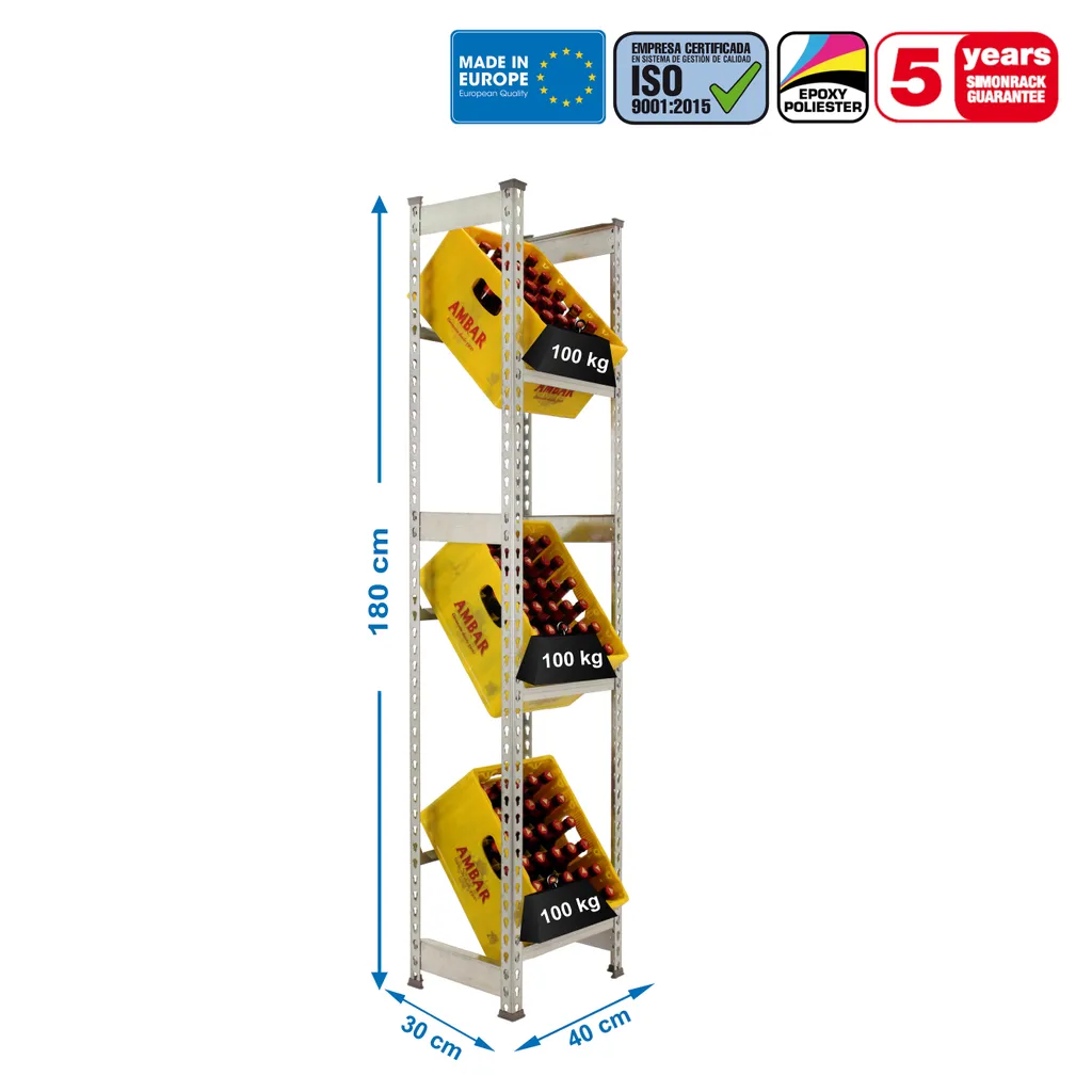 Rayonnage à Boissons Gain de Place 180x40x30 cm SIMONBOTTLE 3 Simonrack