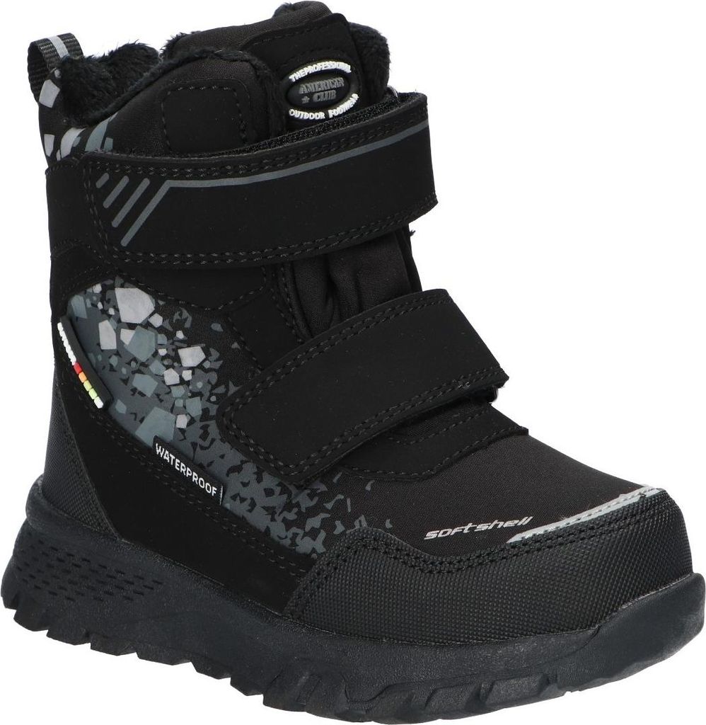 American Club Hl203 Kinder Winterstiefel Softshell mit Klettverschluss | Gefüttert mit Fleece | Wasserdicht, Rutschfest & Warm | hochwertig Winter...