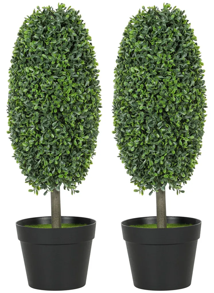 Plante artificielle sans entretien lot de 2 buis 60 cm olivier durable