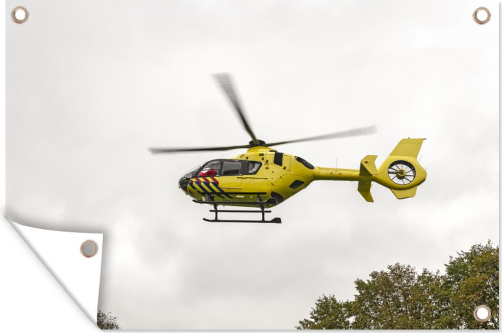 MuchoWow 90x60 cm Outdoor-Poster Gartendeko Sichtschutz Garten Poster für den Garten Trauma-Hubschrauber in der Luft