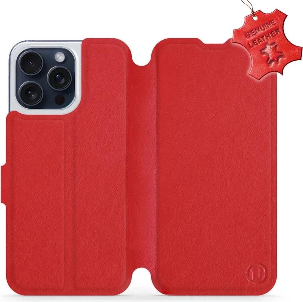 Echtleder Handyhülle für iPhone 15 Pro Max, Mobiwear Leather, Rot