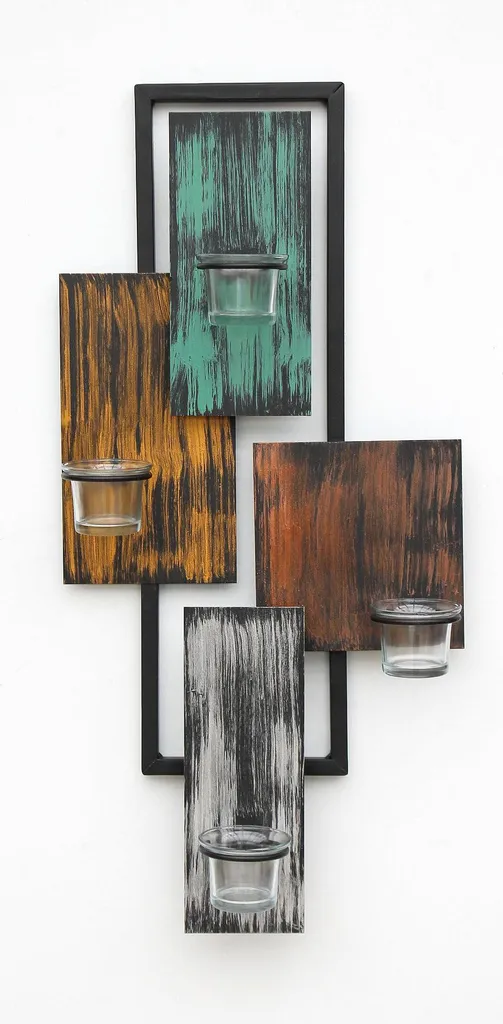Bougeoir Mural Noir 61 cm en Métal - Design Abstrait et Format XL