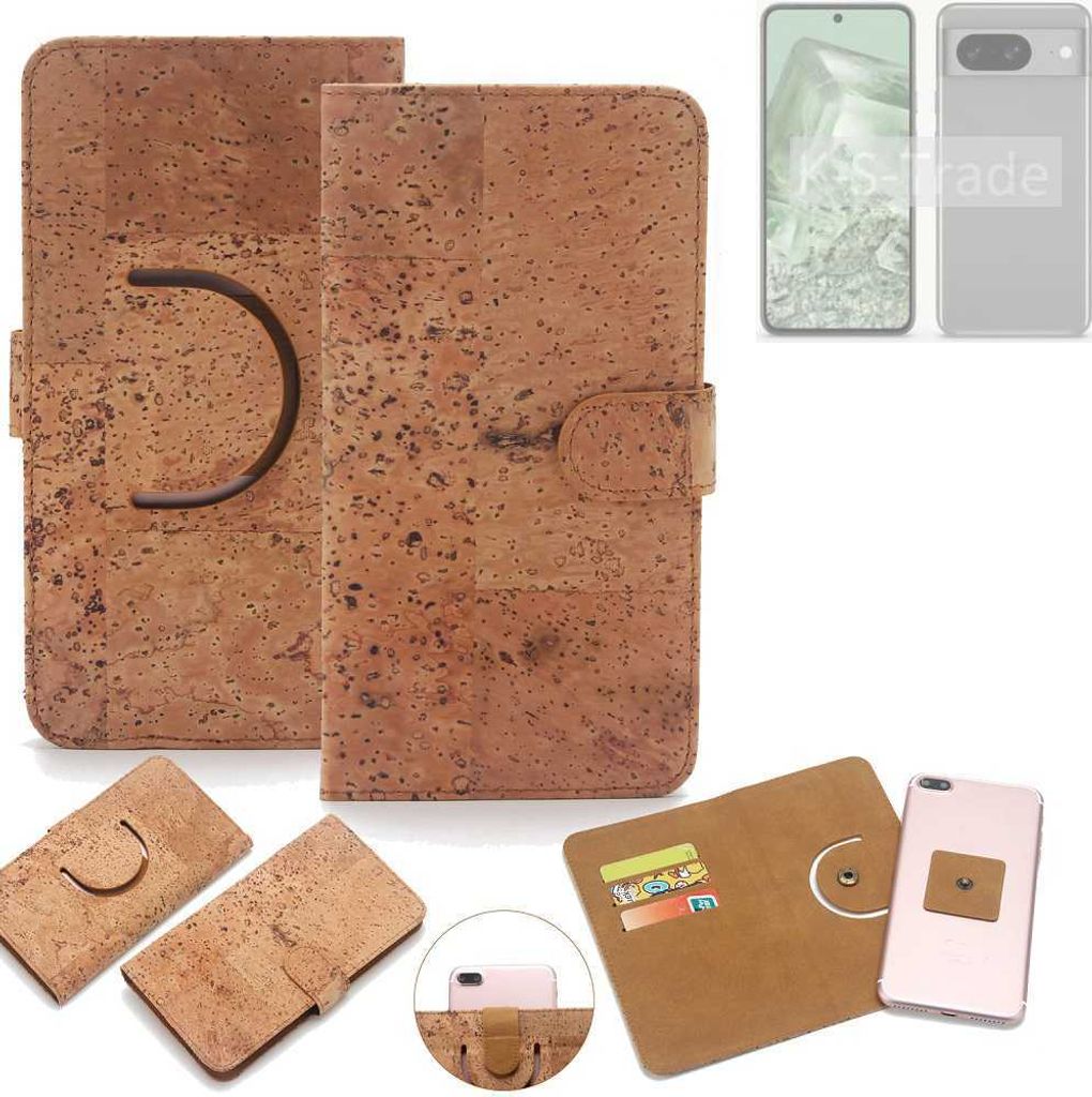 K-S-Trade Handy-Hülle Schutz-Hülle kompatibel mit Google Pixel 8a Handyhülle Schutzhülle Korkhülle Kork-Hülle 1x