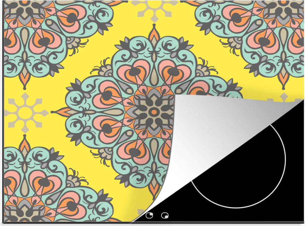 KitchenYeah Herdabdeckplatte Barock - Abstrakt - Muster - Blumen , 57x51cm, Küche Deko, Glaskeramikkochfeld Herdabdeckung, Abdeckplatte fùr Koc...