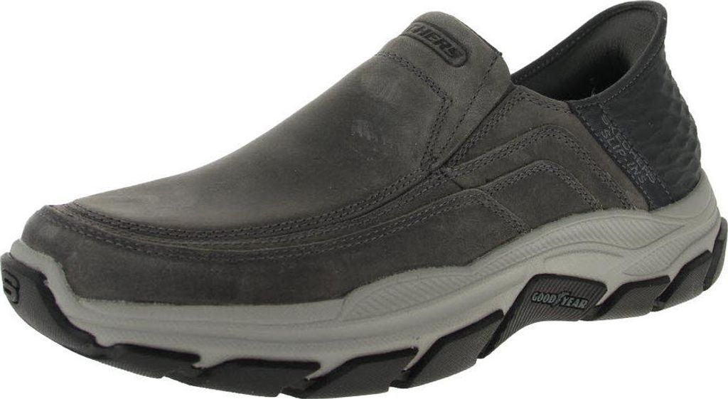 A single Skechers men's slip-on shoe is shown against a white background.