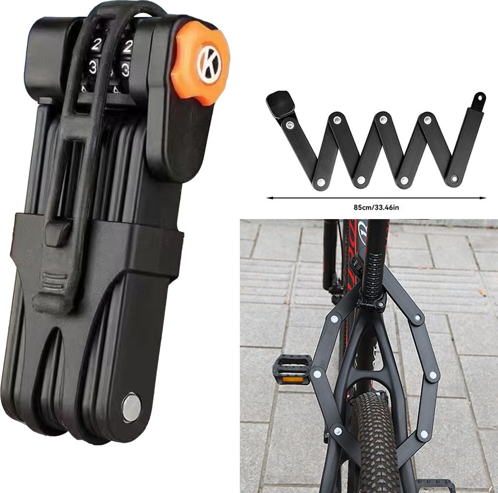 Fahrradschlsser, Faltschloss, 4-stellig-Zahlencode,
