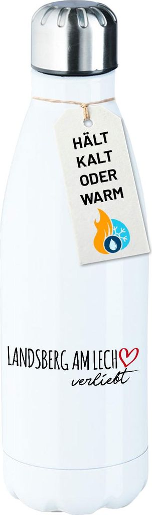 Huuraa Trinkflasche Landsberg am Lech verliebt 500ml White Edelstahl Wasserflasche Trinkflasche Geschenkidee