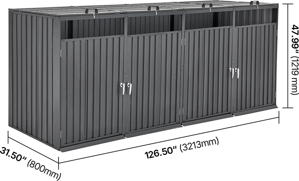 Cache-poubelle Anti-Odeur et Verrouillable pour 4 Bacs de Tri 200L - 8