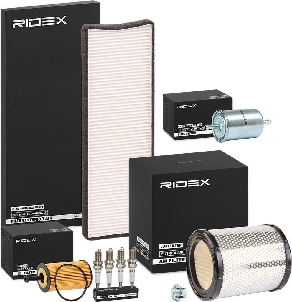 RIDEX Inspektionspaket Filterset passend für PEUGEOT 306 Schrägheck (7A, 7C, N3, N5) 306 Cabriolet (7D, N3, N5) 306 Break (7E, N3, N5) 306