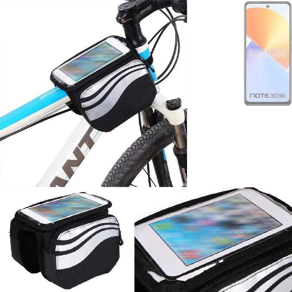 K-S-Trade Rahmentasche Fahrrad-Halterung kompatibel mit Infinix Note 30 5G Rahmenhalterung Fahrrad Handyhalterung Fahrradtasche Handy Smartphone