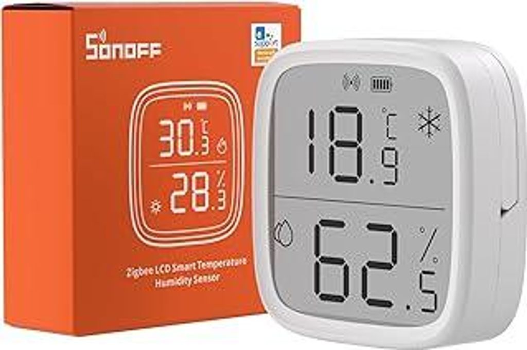 SONOFF SNZB-02D Zigbee Temperatur- und Feuchtigkeitssensor,Zigbee LCD Smart Thermometer Hygrometer,Zigbee Hub Erforderlich,Temperature Humidity Sen...