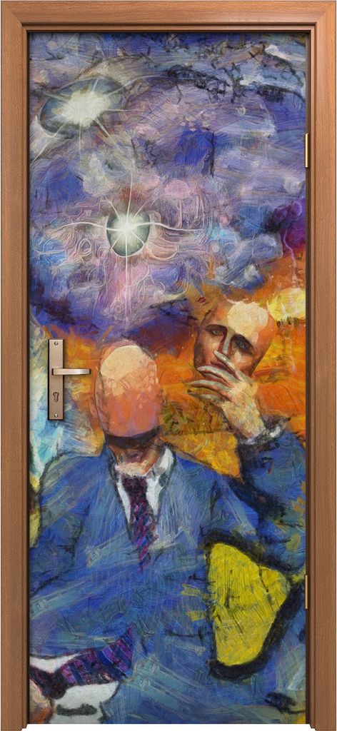 Türposter 80x200 cm Türaufkleber Türtapete Türfolie Klebefolie Abstrakt menschlichen Figuren im Anzug