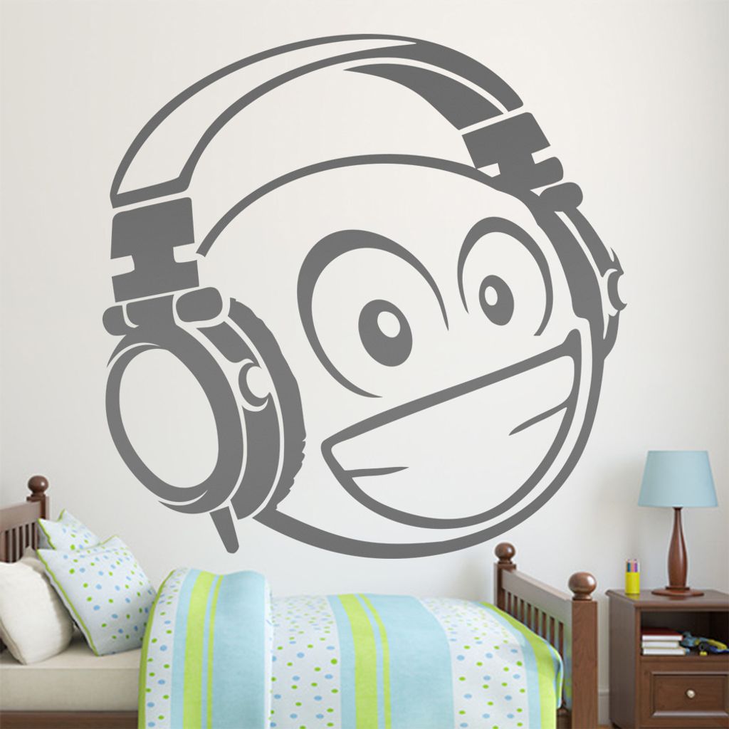 KIWISTAR Emoji 3D Kopfhörer - Bass R&B HipHop EDM Pop Rock Laut Wandtattoo in 6 Größen - Wandaufkleber Wall Sticker - Dekoration, Küche, Wohnzi...
