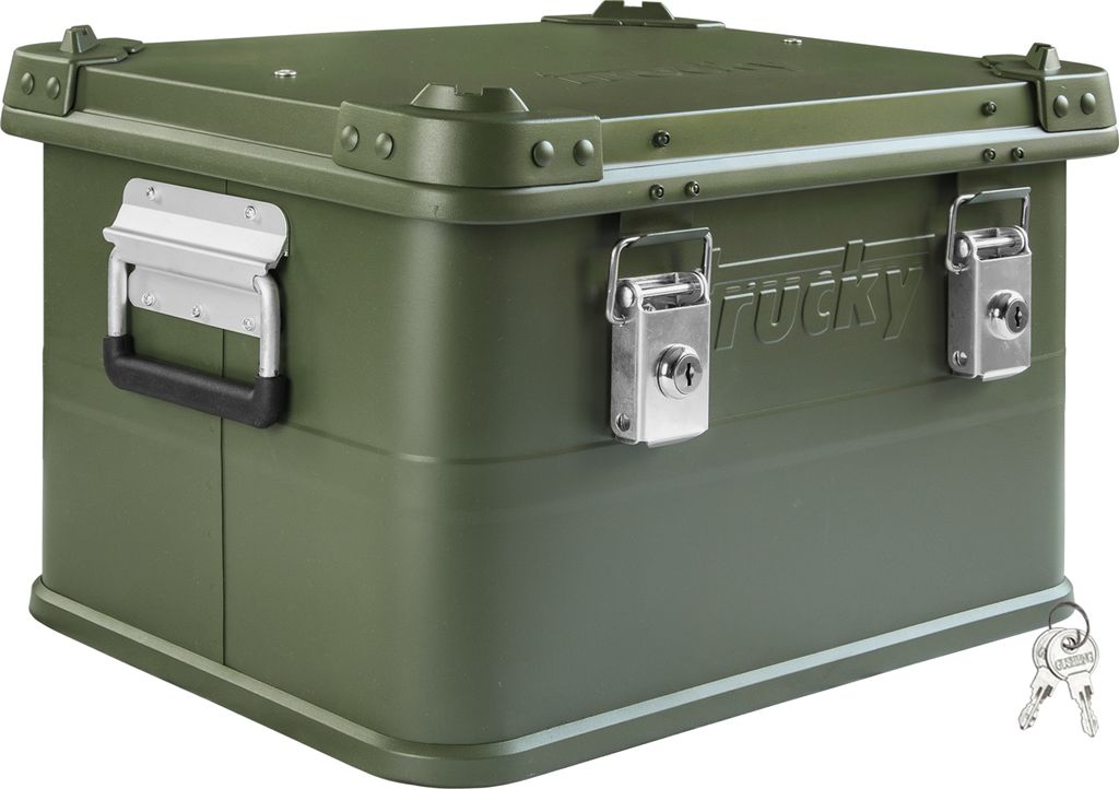 Aluminium Box mit Deckel Grün Alu Kiste Box Alukiste 30 Liter Transportbox Metallbox Alu Aufbewahrungsbox Boxen Abschliessbar Metallkiste Trucky