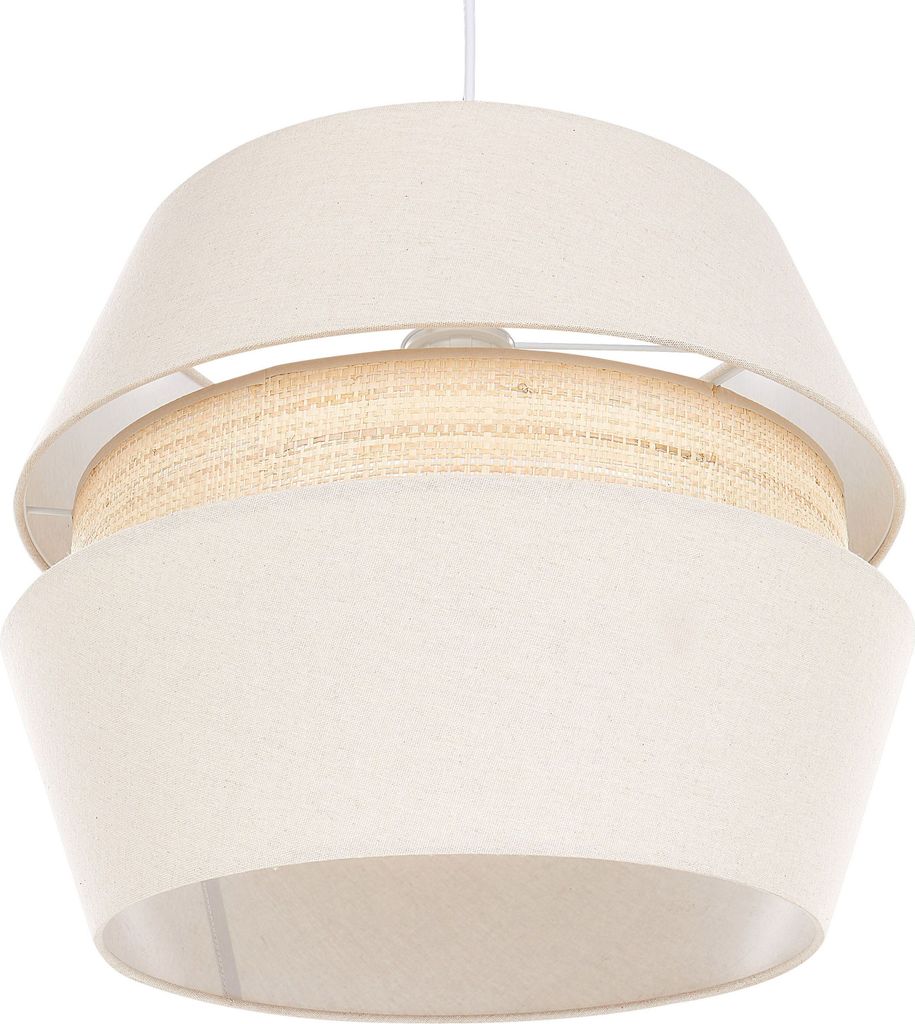 BELIANI Hängeleuchte Natürlich Papierschirm Oval mit Blauen Fransen Langes Kabel Retro Design Beleuchtung Leuchte Esszimmer Schlafzimmer Wohnzimmer