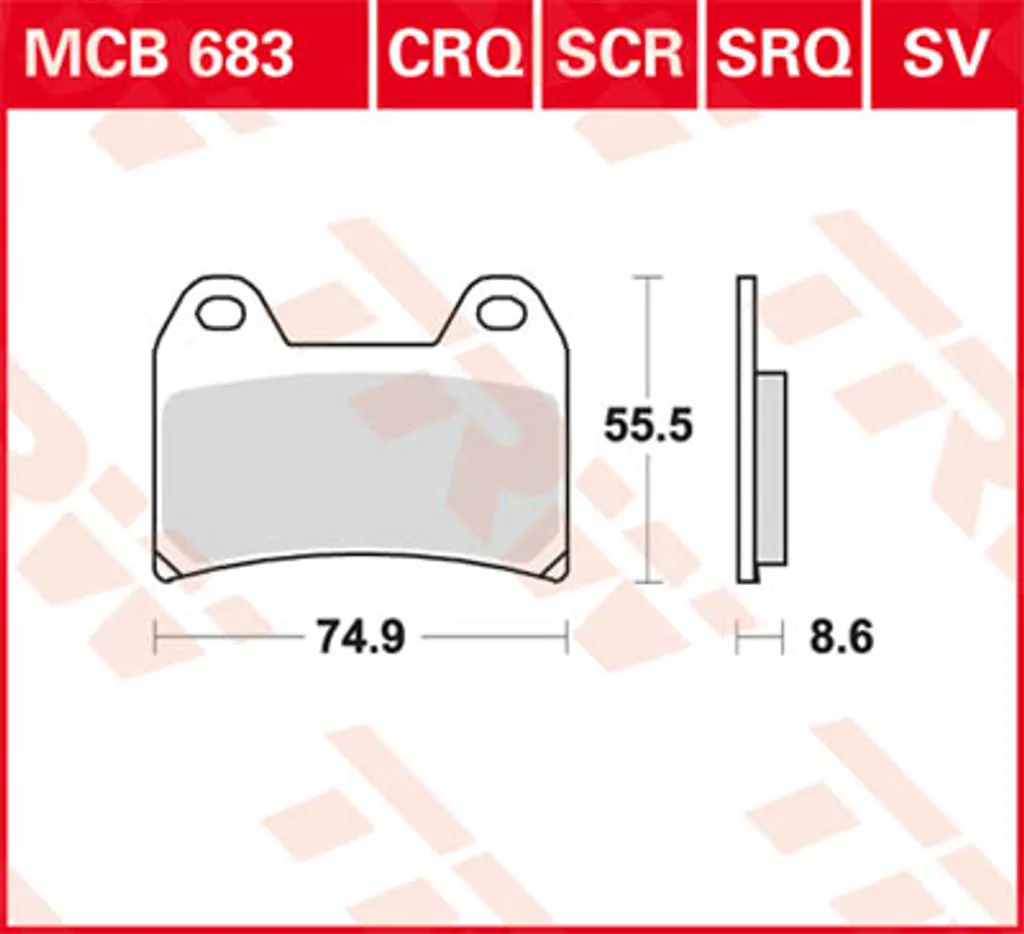 Plaquettes de frein TRW MCB 683 CRQ Carbon Hyper-Racing Thermiques