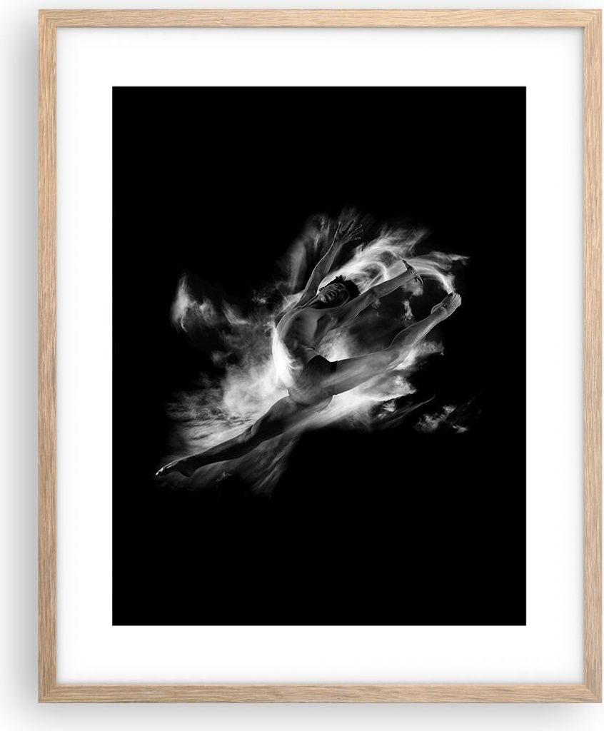Gerahmtes Poster - Rahmen in heller Eiche - Tanz Mann spring - 40x50 cm - Wand Bild - Wanddeko - Wandbilder - Kunstposter - Wandposter - Bilderrahm...
