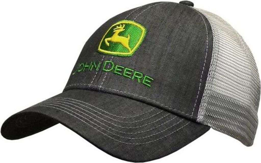 John Deere Kinder Cap Denim Mesh, Offizieller John Deere Fanartikel, Snapback, Schwarzes Cap mit Mesh-Rückseite und Logo, für Kinder